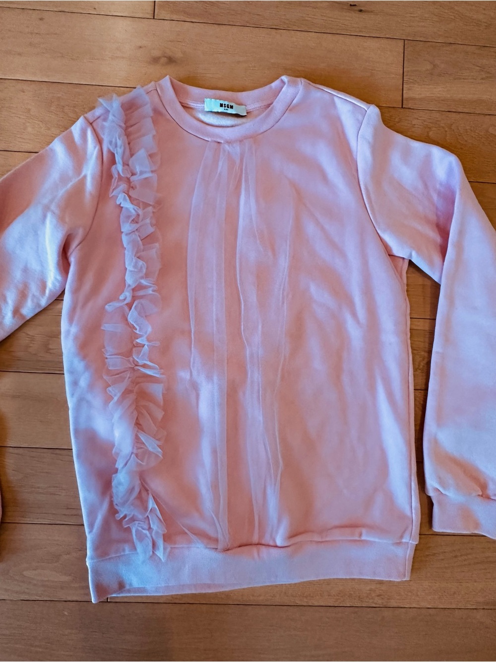 MSGM Girls Pink Ruffle Front Sweatshirt
